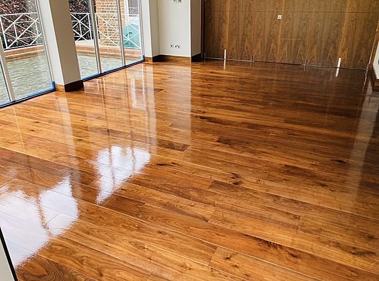 A parquet floor, sanded and refinished