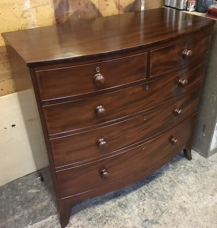 A mahogany chest of drawers, French polished